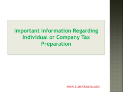 Important Information Regarding Individual or Company Tax Preparation