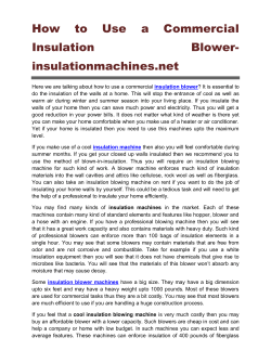 How to Use a Commercial Insulation Blower insulationmachines.net
