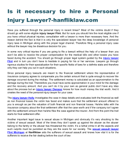 Is it necessary to hire a Personal Injury Lawyer-hanfliklaw.com