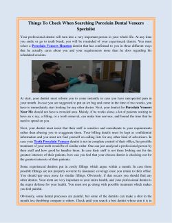 Things To Check When Searching Porcelain Dental Veneers Specialist