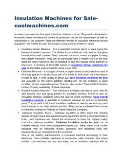 Insulation Machines for Sale coolmachines.com