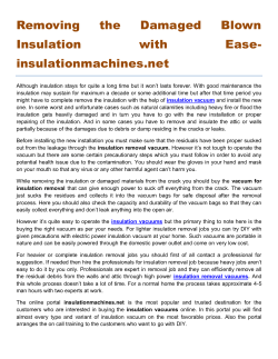 Removing the Damaged Blown Insulation with Ease insulationmachines.net