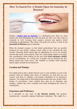 How To Search For A Dentist Open On Saturday In Houston